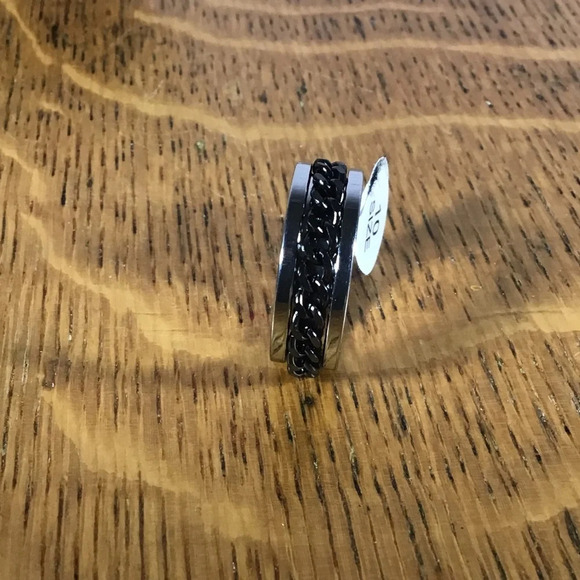 Stainless Steel Black Chain Fidget Ring - Size 10 - Picture 3 of 3